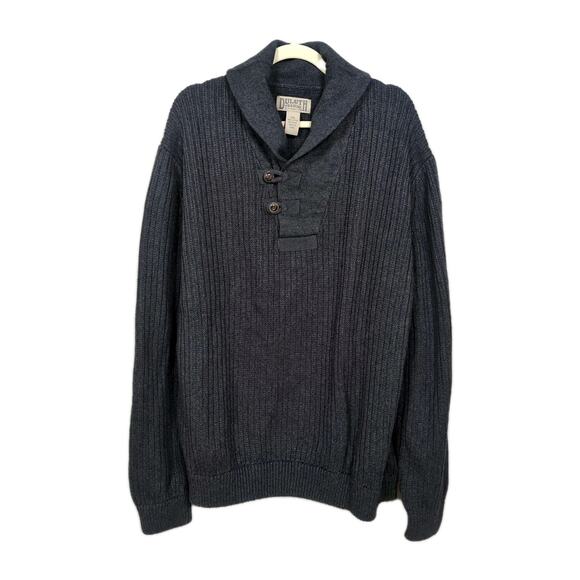 DULUTH TRADING CO Sweater Mens 3XL Dark Grey Brigadier Shawl Collar Wool Blend - Picture 1 of 4